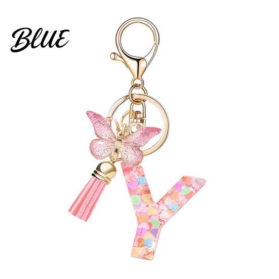 Gift Keychain Pendant Pink Series Pendant Sequins Heart Initial Letter Charm Key Chain