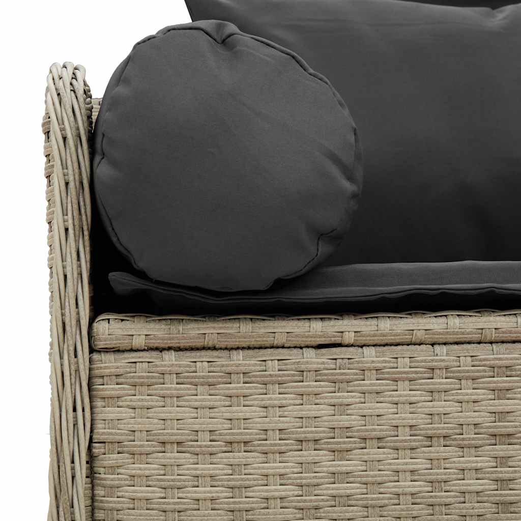 3 Seater Garden Sofa with Cushions Light Grey Poly Rattan
