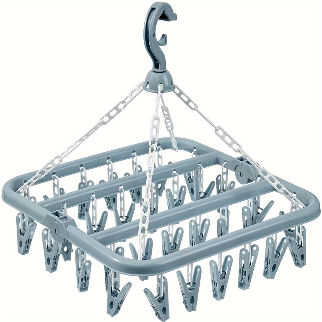 Plastic Hanger with 32 Clips, Designed Specifically for Hanging Clothes, Underwear, Socks, and Daily Household Items