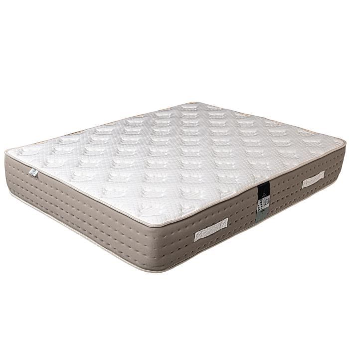 Matelas Ressort - LUXURY LITERIE - 140x190 cm - Enveloppant-Ferme - HR - Ressorts ensachés - Beige