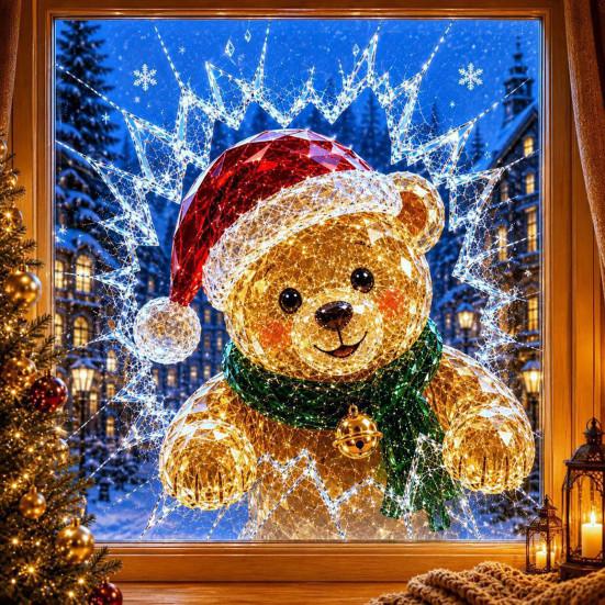 Holiday Party Decorations 2Pcs Christmas Window Stickers, Removable Waterproof PVC Decals, Peel And Stick Glass Mirror Decorative Stickers Decor,