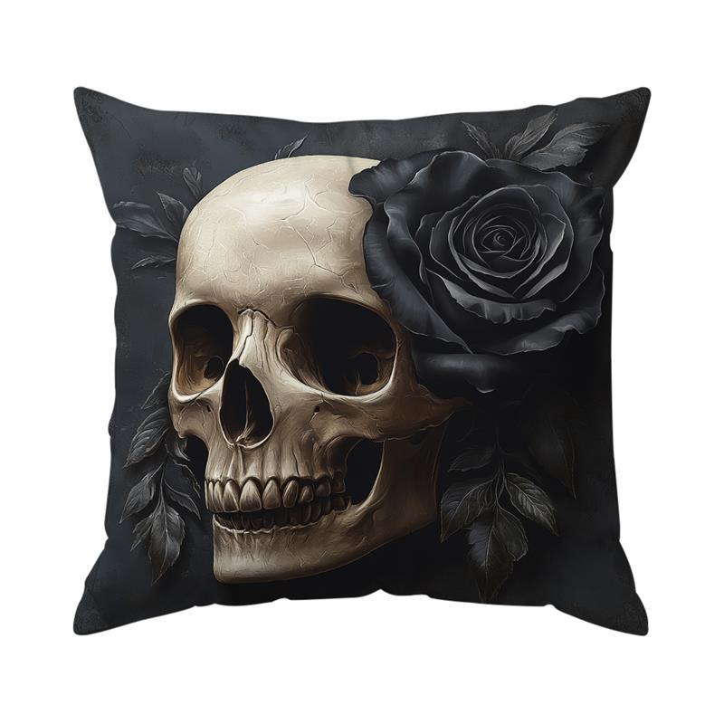 Halloween Skeleton Rose Cushion Pillowcase Printed Polyester 45X45Cm Throw Pillowcover Decorative Sofa Cushion Pillowslip Decor