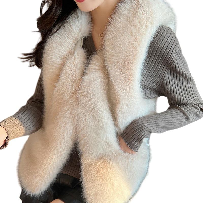 European, American autumn and winter women's imitation fox fur vest short artificial fur vest