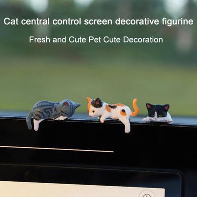 5 Pcs Cat Ornament Resin Hand-Painted Mini Cat Figurine Collectible Miniature Cat