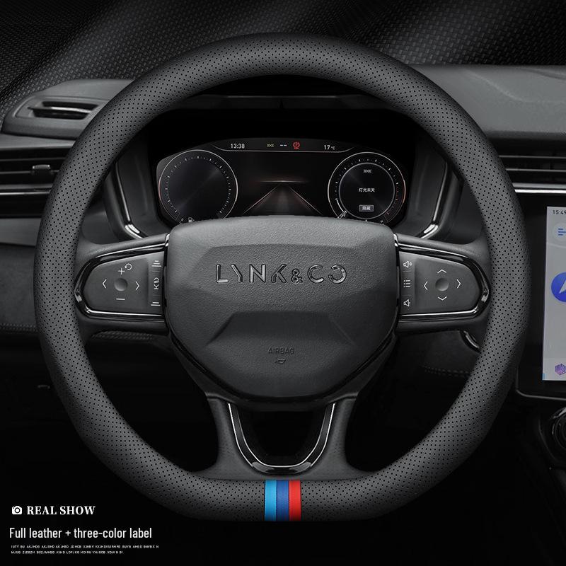 

Lynk & Co Steering Wheel Cover: Genuine Leather, Ultra-Thin, Carbon Fiber, Non-Slip for 01, 02, 03, 03+, 05, 06 Models 38cm