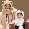 Korean Cap With Earmuffs Cartoon Hat With Mask Lamb Fleece Hat Scarf Women Plush Hat Winter Gloves