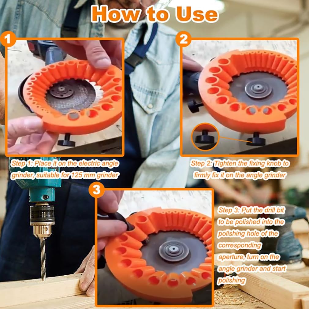 Handheld Drill Bit Sharpener for All Bits, Power Drill Bit Grinding Attachment Sharpening Jig for 125 mm Grinder, Old Drill Bit Grinder Giant Blade