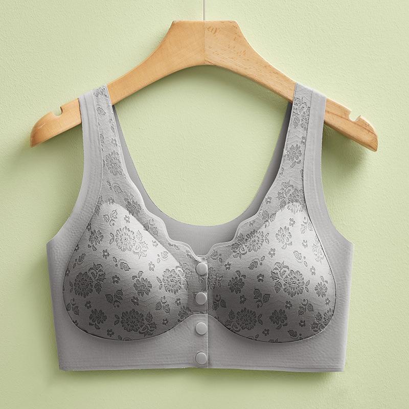 Plus Size Front Closure Wireless Seamless Vest Style Bra For Middle Aged Women