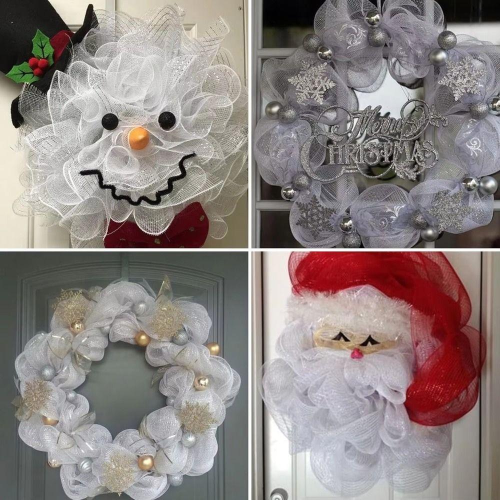 DIY Craft Christmas Decoration Mesh Ribbon Shiny Christmas Flower Wreath Mesh  Christmas Decor