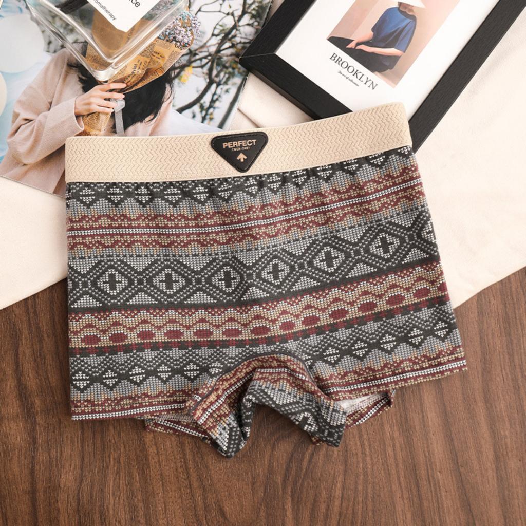 Damen Neue Baumwollschritt Slips, Ethnisch, Atmungsaktive Mittelhohe Taille Shorts