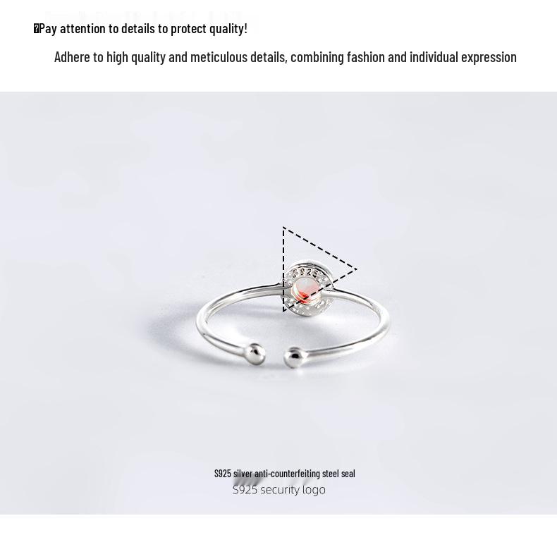 Banyan Tree S925 Silver Adjustable Moonstone Ring for Women – Colorful, Minimalist Design with Thin Round Beads