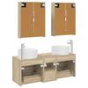 5 Piece Bathroom Furniture Set Sonoma Oak Engineered Wood and Glass