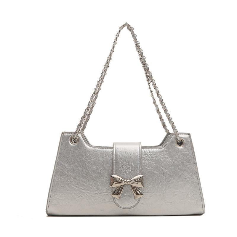Elegant Butterfly Bow Small Square Bag Pu Leather Chain Shoulder Bag For Women 2024 Trend
