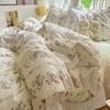 Small Fresh Pure Cotton Four-piece Set Lace Korean Version Princess Style Washed Cotton Bed Skirt Quilt Cover Cream Style Bedding