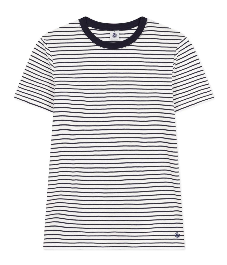 Petit Bateau Mini Crew Neck Short Sleeve A0BOL M Marinière T-Shirt Off-White/Navy