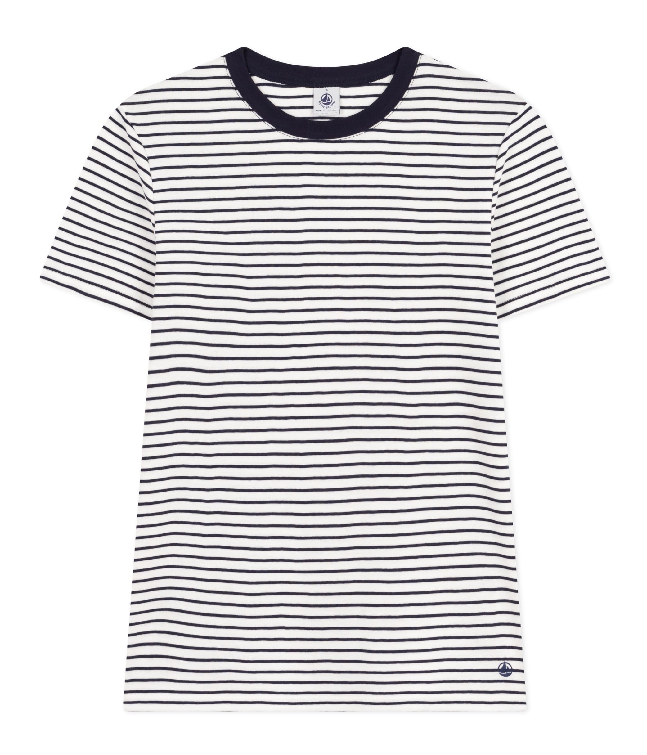 

Petit Bateau Mini Crew Neck Short Sleeve A0BOL M Marinière T-Shirt Off-White/Navy