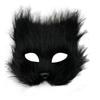 Funny Realistic Plush Cat Mask Cartoon Long Furry Half Face Mask Halloween Decoration Animal Masquerade Mask Christmas
