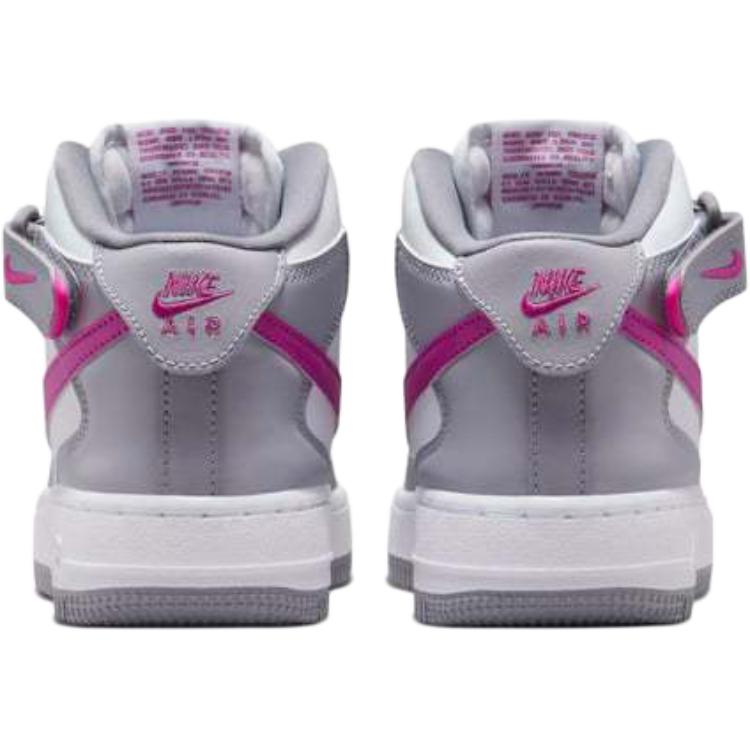 Nike Air Force 1 Cushioning, Wear Resistant High top Kids Lifestyle Shoes Concrete Gray White Hot Fuchsia Unisex FN1193-003