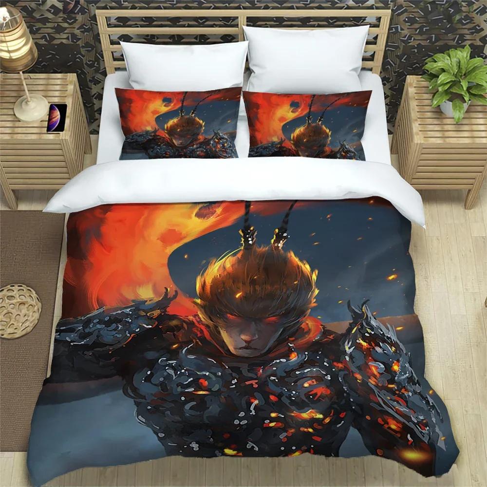 Sun WuKong Monkey King Print Three Piece Bedding Set Fashion Article Children or Adults for Beds Quilt Covers Pillowcases Gift