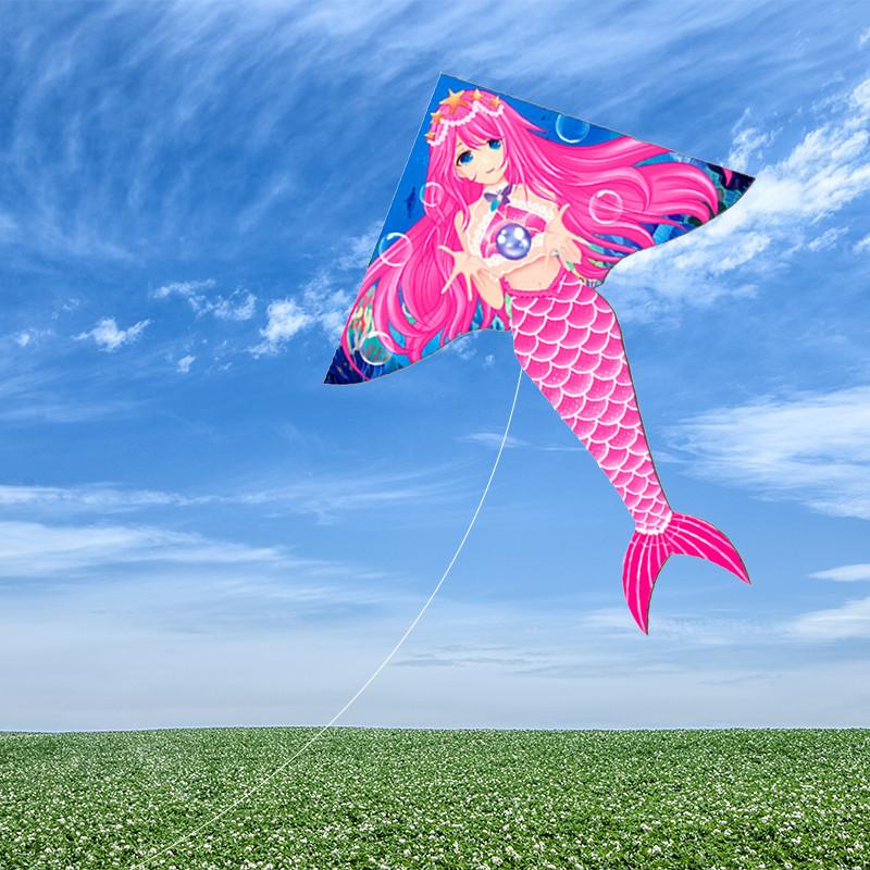 Weifang Hongyun Kite Children Cartoon Mermaid Kite New Triangle Light Breeze Flying Girl Goldfish Swallow 1.6m Mermaid [pink]