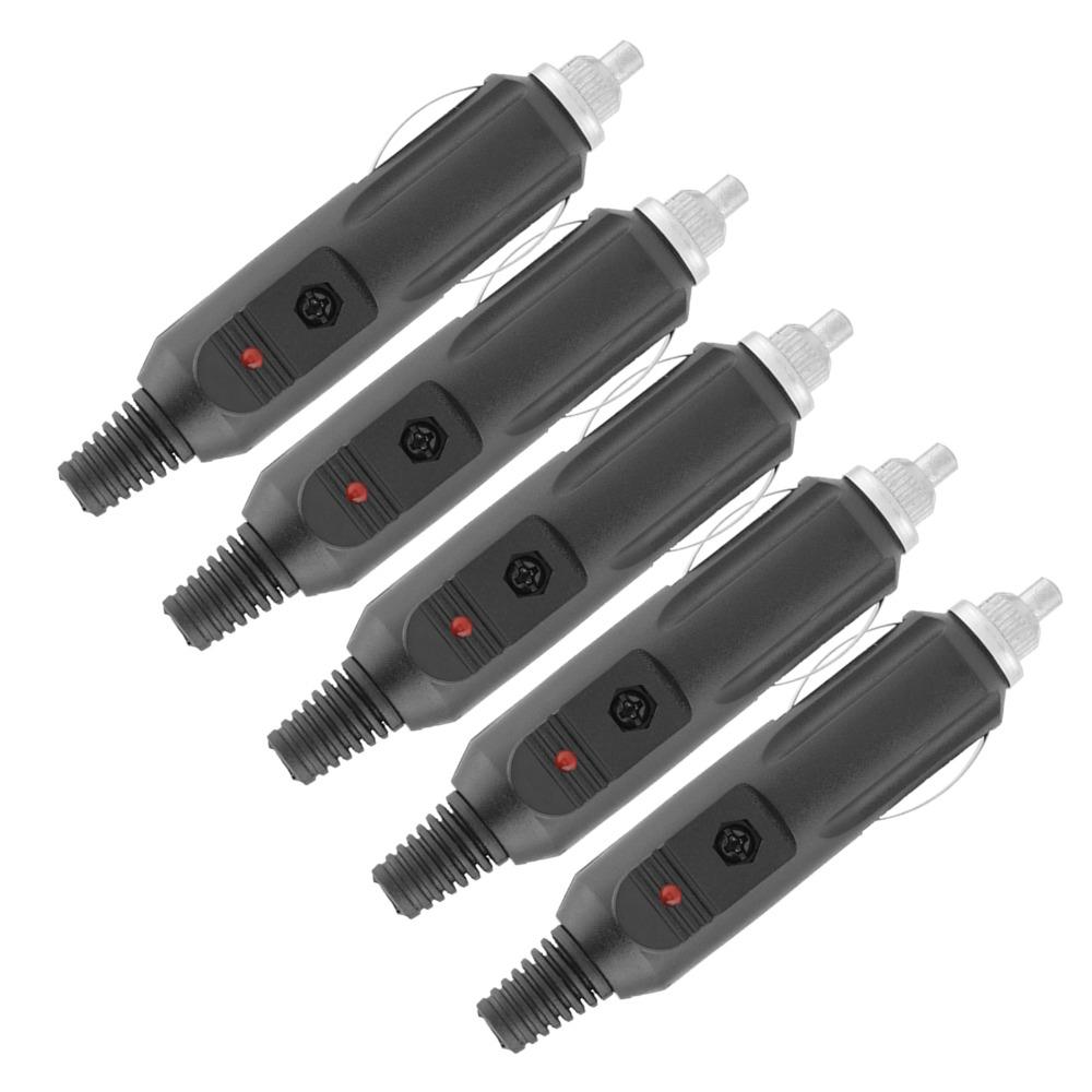 5PCS Waterproof 12V 24V Car Lighter Socket 5A Red LED Car Accessory Plug Male Plug Connector Automotive Application