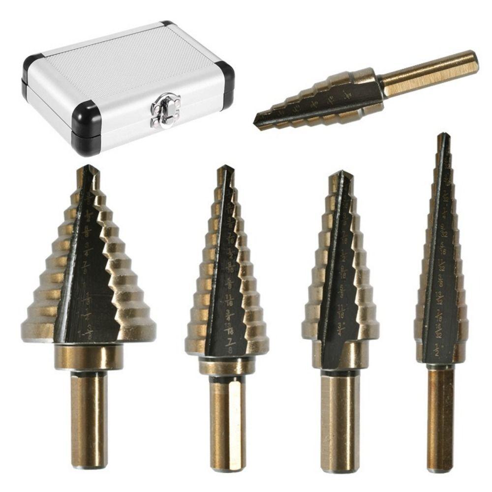 5Pcs 50 Sizes Multiple Hole Drill Cobalt Titanium Cone Drill Durable Step Drill Set  Hole Opening