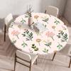 Round Table Cover Protector Elastic –Floral Print Fitted Tablecloth Waterproof,Elastic Edge Round Table Cloth for Dining Kitchen