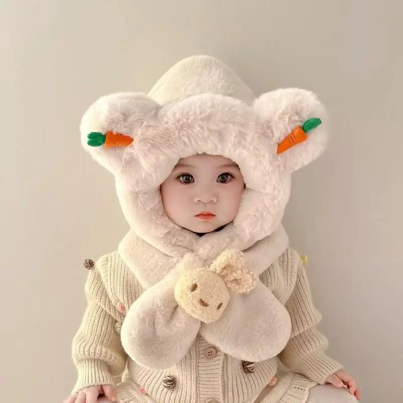 Children Hats Baby Cute Cartoon Hat Autumn Winter New Plush Hat for Newborn Baby Windproof Christmas Children's Accessories Hats