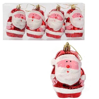 Set of 4 Santa Claus-shaped Baubles 7 Cm