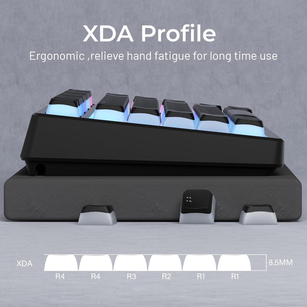 XVX Pudding Keycaps 117 Keys XDA Profile Translucent PBT Keycap Set Onyx Black Keycaps for Mechanical Keyboards with Cherry - Shine-Through