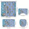 1/4 Pcs - Funny Blue Skull Shower Curtain Set, Non-Slip Bathroom Floor Mat, Toilet U-Shaped Mat, Cover Mat, Home Decor Gift