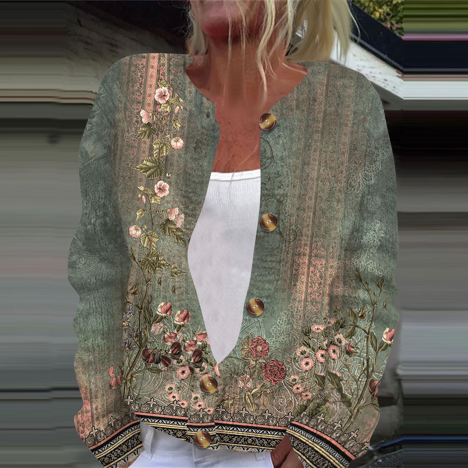 

Женская модная принтованная куртка с длинным рукавом и вязанным кардиганом на пуговицах L армия зеленый