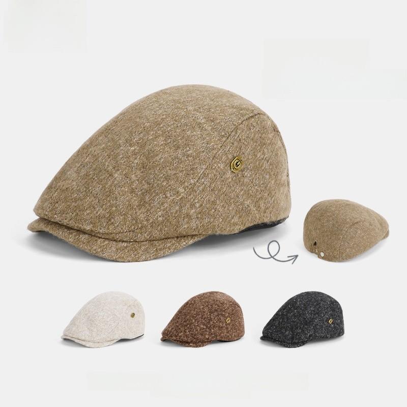 Retro Style Ladies Beret With Polyester Fabric And Short Brim For Casual Autumn Wear
