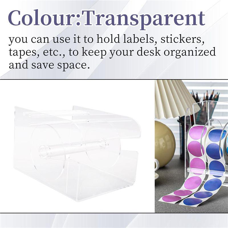 A20F-Adjustable Label Dispenser 3 Disks Sticker Roll Holder Acrylic Clear Label Roll Holder For Office Home Desktop