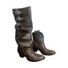 Boots Women's Shoes Brown Western Cowboy Boots Pleated Pile Pile Knight Boots Women's Pointed Pant Pants Boots
