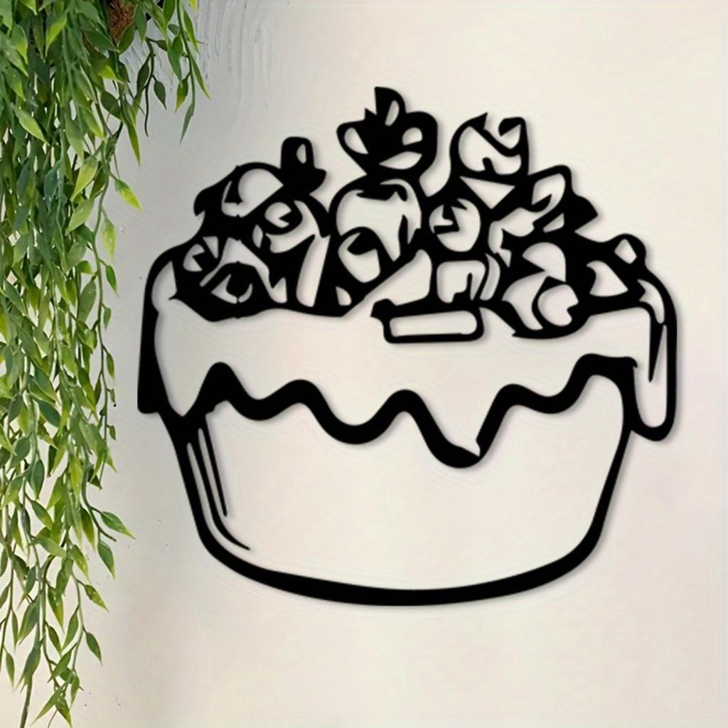 Strawberry Cake Metal Wall Art Iron Decor Kitchen Dining Room Gift