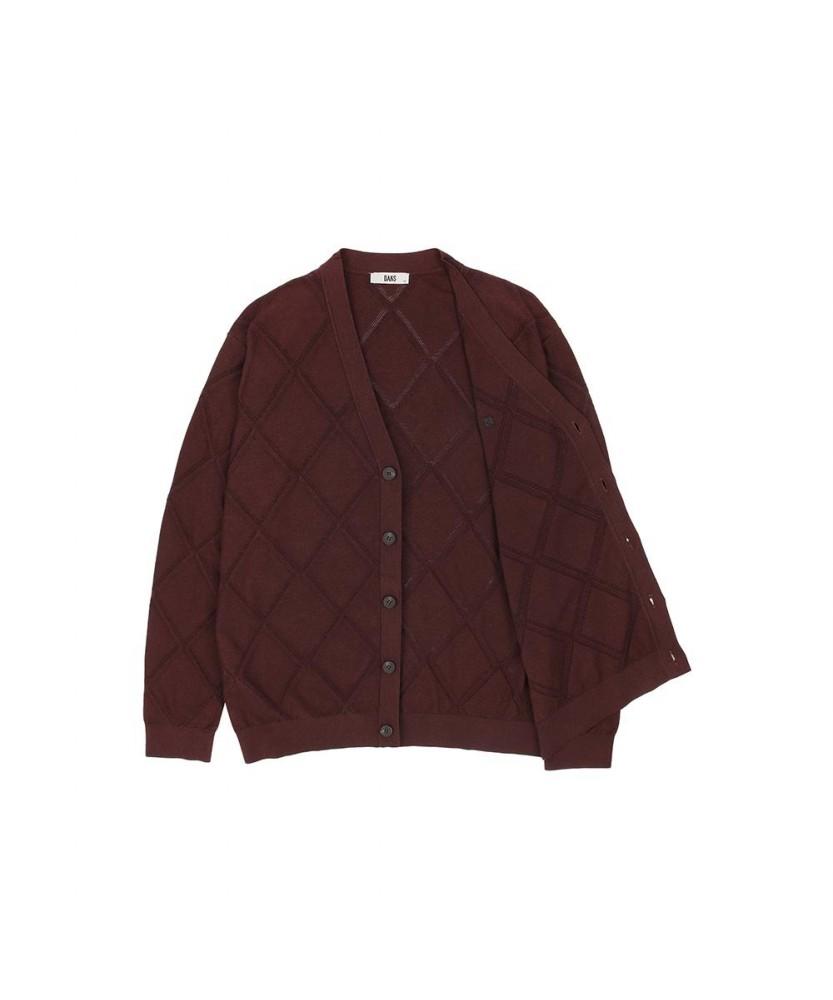Dagseusyeocheu Rayon Blend Argyle Cardigan Regular Fit Red_Dma1Swcd102R1