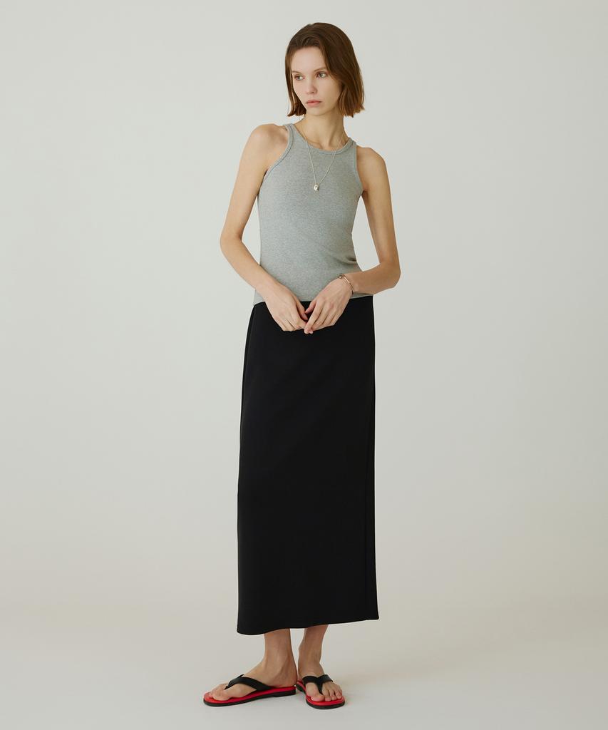 Siyajyu Sitp5271 Basic Round Neck Crop Sleeveless Top_Melange Gray