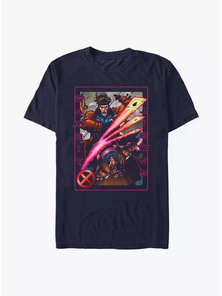 Marvel 2026 new retro XUnisex Gambit comicstyle printed fashionable shortsleeved casual Tshirt S
