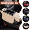 Car Center Console Height Increasing Armrest Cushion PU Multifunctional Tissue Cup Holder Box with Pad Armrest Leather Univ N5M8