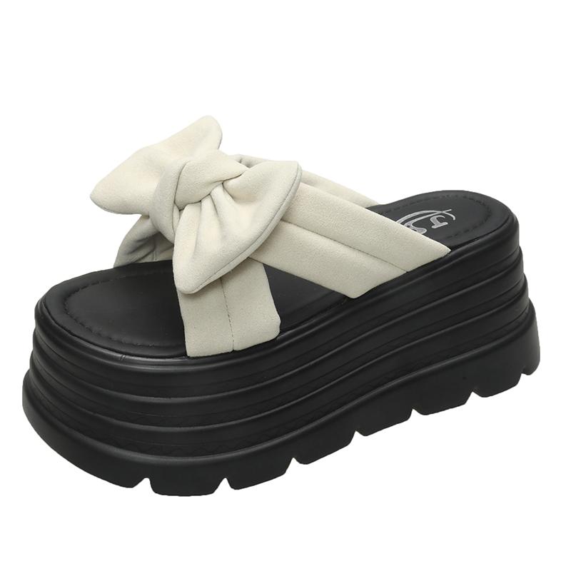 Fashion 8CM High Platform Sandals Women Summer Breathable High Heels Ladies Sneakers Wedges Chunky Butterfly-knot Slippers Sandals Mujer