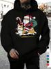 Unisex Hoodie Featuring Santa Claus And a Corgi Holding a Candy Cane And Snowflakes, Perfect for Winter Holiday Outings And Cozy Streetwear; an Ideal 