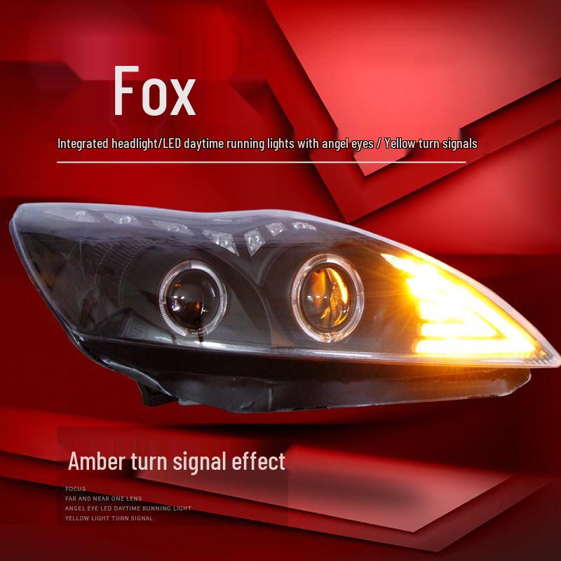 09-13 Classic Focus LED Angel Eyes Headlight Assembly with Daytime Running Xenon Lamps