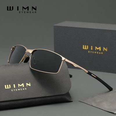 WIMN Rechteckige Sonnenbrille für Herren UV400 Polarisation Legierungsrahmen Pastinake Luxus Vintage Brillen Outdoor-Sportbrillen