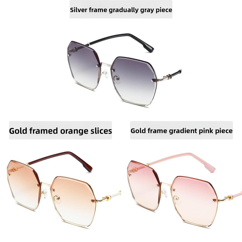 Summer Geometric Metal Frame Mirrored Sunglasses With Uv400 Protection For Ladies And Men
