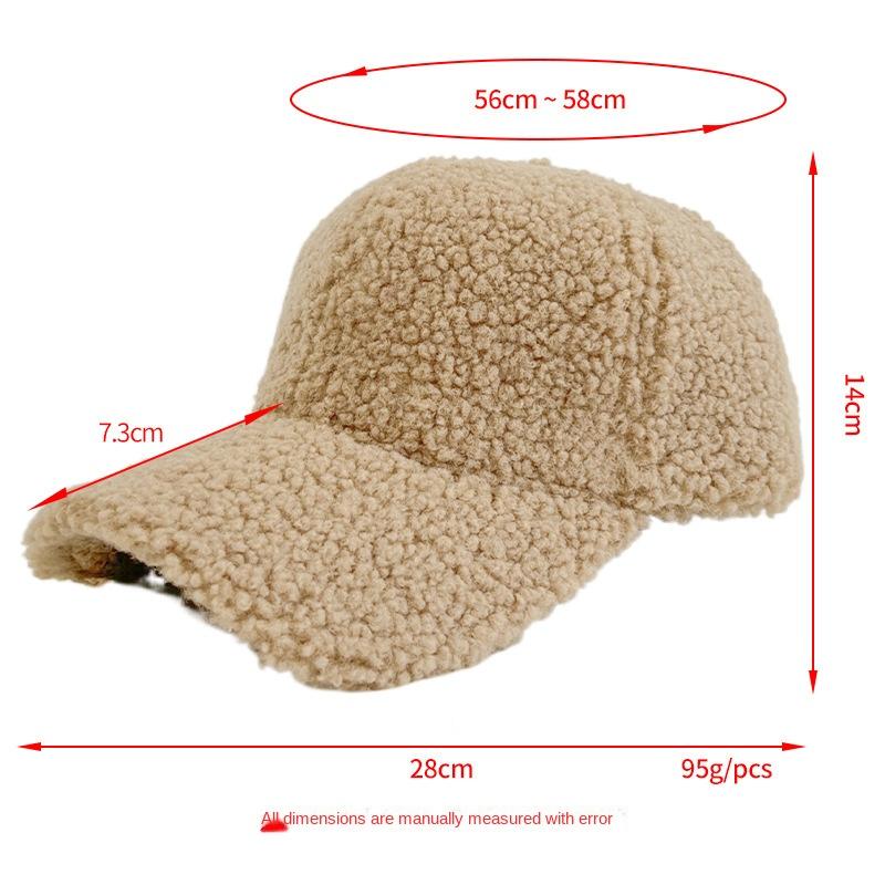 Cross-border Trendy 100% Polyester 6-Panel Baseball Cap Women's Adults Velvet Warm Duck Tongue Hat Autumn Winter Solid Color