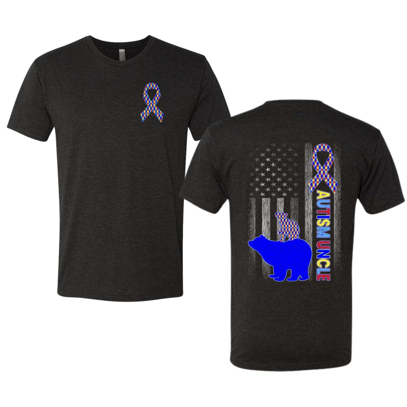 Autism Awareness Uncle Bear Puzzle Autism Ribbon Mens Premium Tri Blend T- Shirt 4XL