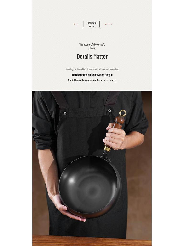 Zhangqiu Handmade Forged Mini Iron Wok - Non-stick, Uncoated Frying Pan