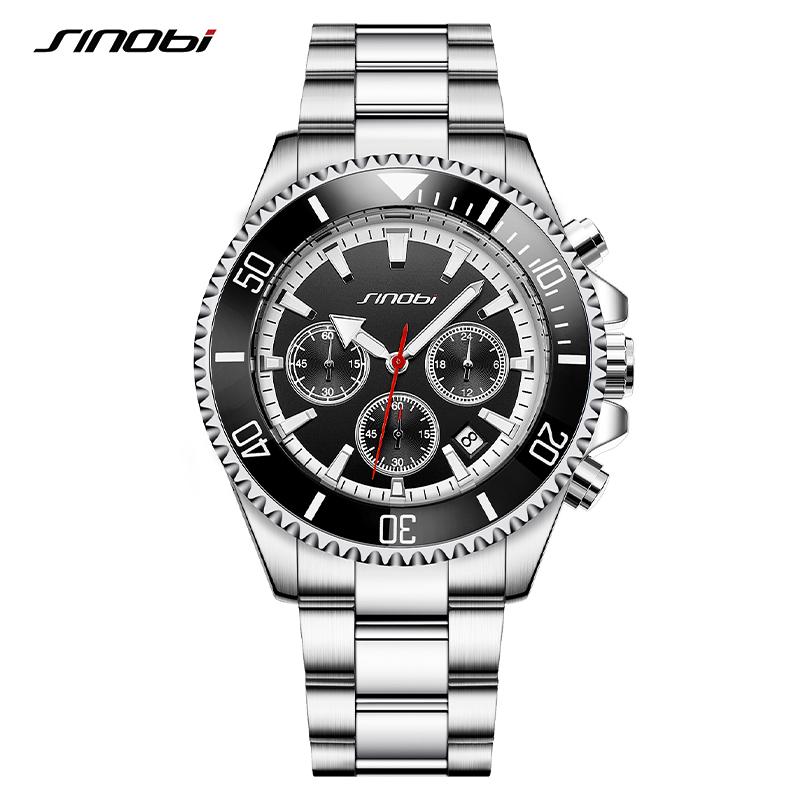 

SINOBI люксовый бренд Бизнес мужские часы модные 43 мм циферблат календарь спортивные мужские кварцевые наручные часы Rolexable часы чёрный