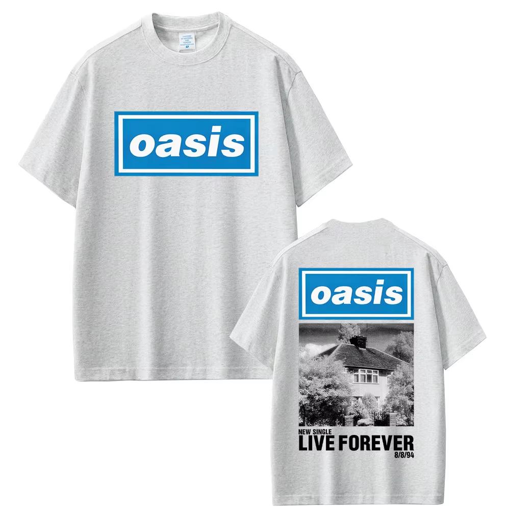 

O-Oasis Live Forever T Shirt British Rock Band T Shirts Men Women Classic Oversized T-shirt Men s Cotton Short Sleeve T-shirts 4XL